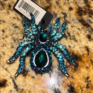 Sparkling Blue and Silver Spider Ring